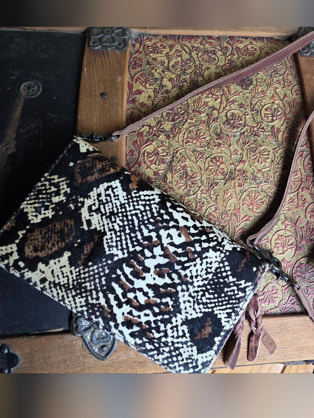 American Darling - Snakeskin Cowhair Hand Tooled Purse
